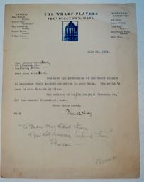 99430] TLs dated 7/26/24 on the letterhead of the Wharf Players, Provincetown, Mass., of which...