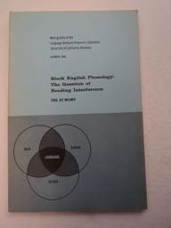 [99664] Black English Phonology: The Question of Reading Interference. Paul Jay MELMED.